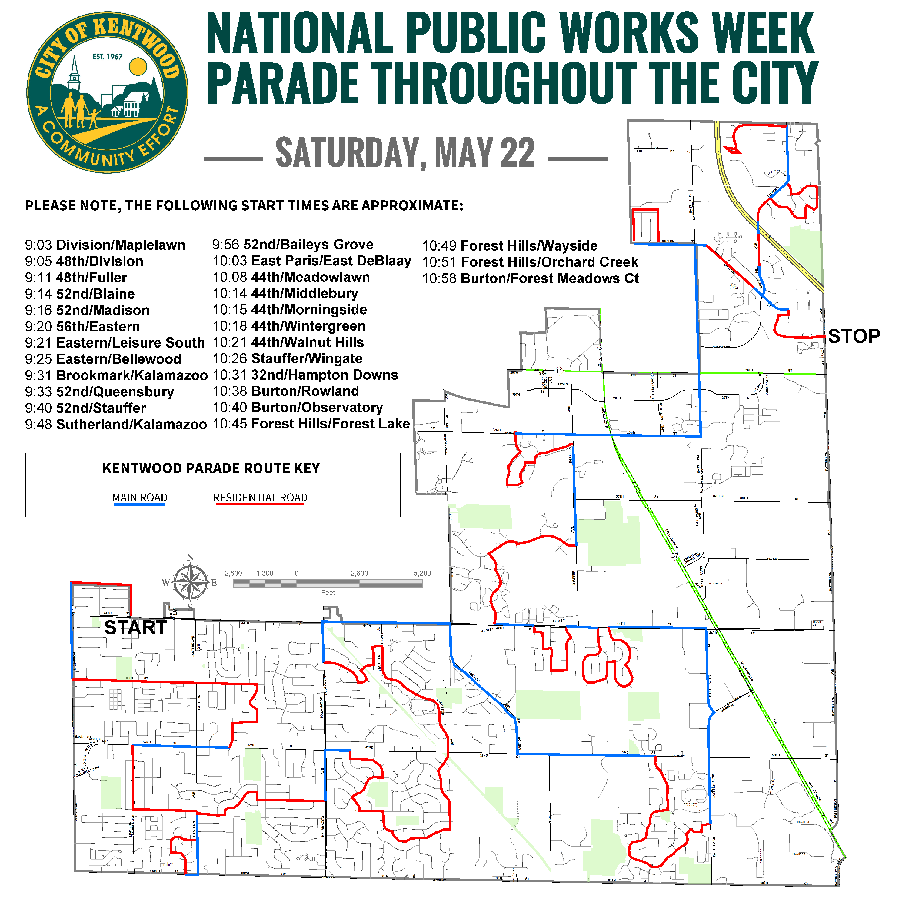 National Public Works Week 2021 Parade Route for Saturday, May 22
